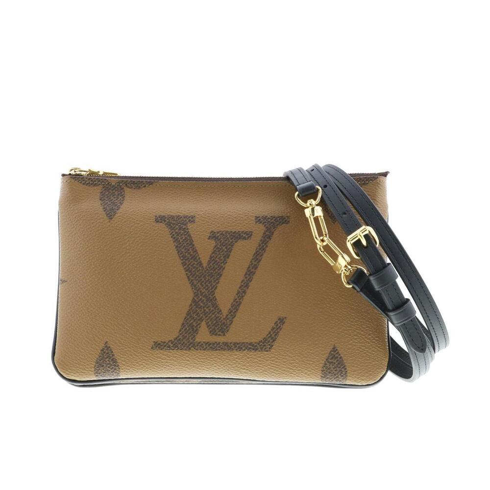 LOUIS VUITTON Pochette Doubles Zip Bag Shoulder Messenger Brown
